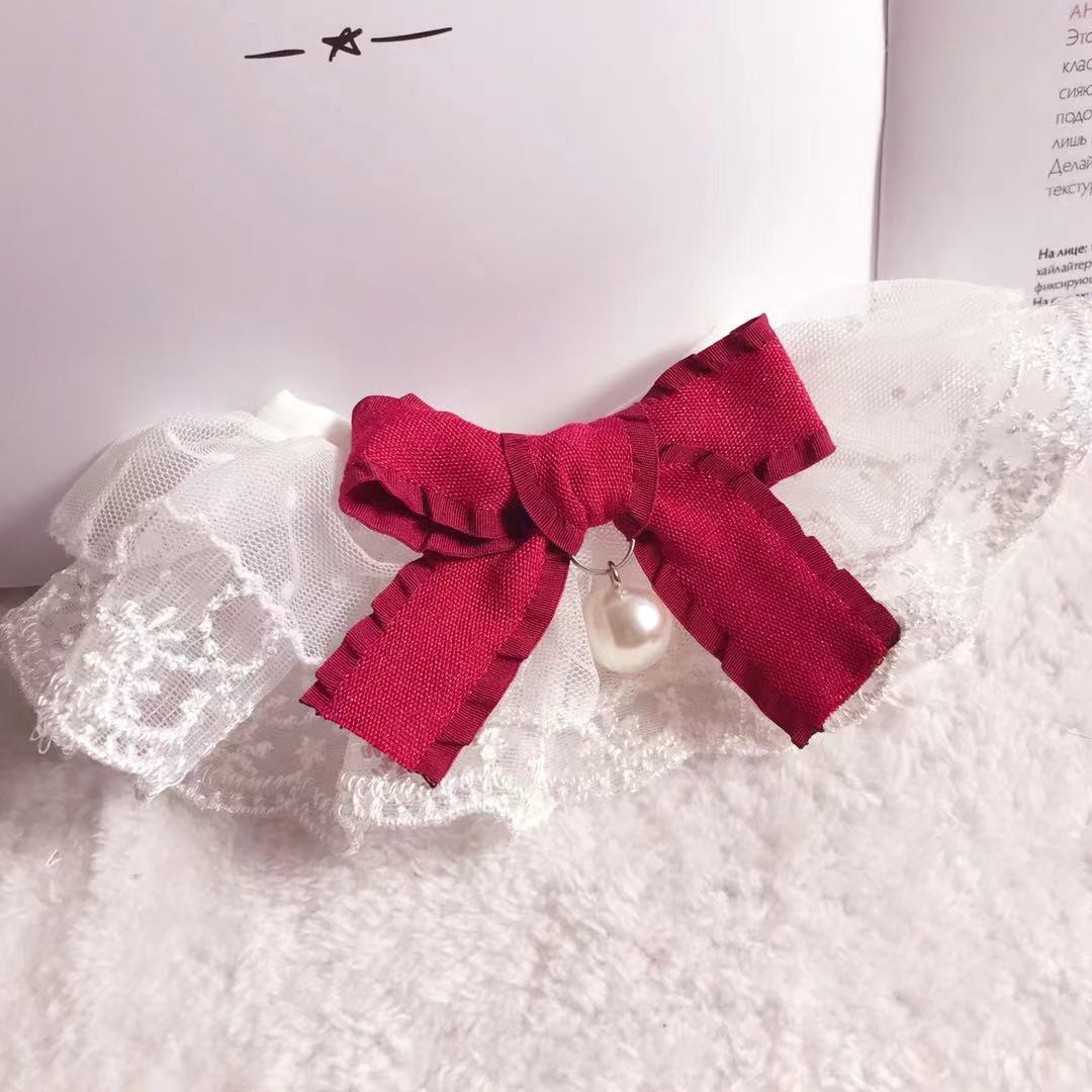 Bavoir Salivaire en Dentelle pour Chiens et Chats – Nœud Élégant