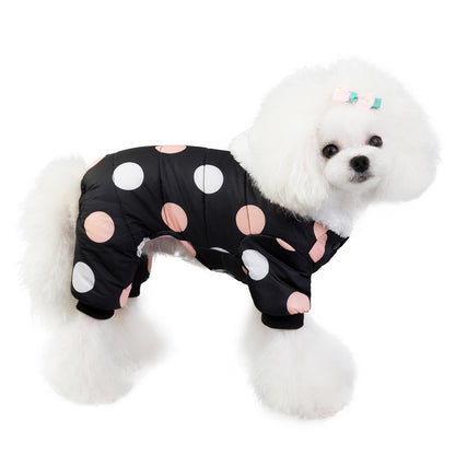 Manteau en coton à pois, quatre pattes, chaud pour chien