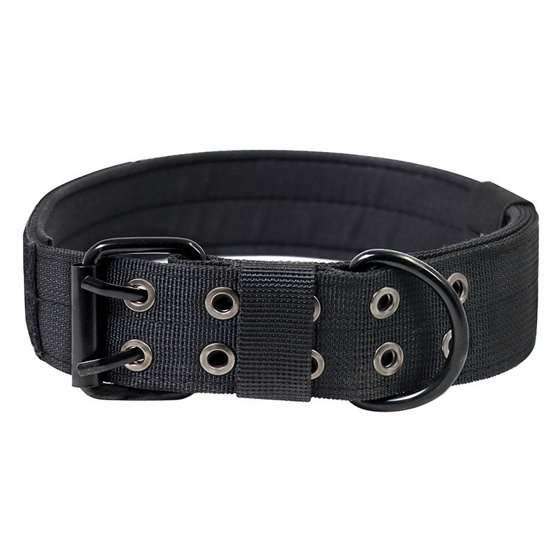 Collier Militaire Ajustable pour Chien – Boucle Renforcée & Anneau en D Métallique