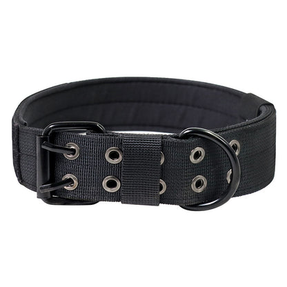 Collier Militaire Ajustable pour Chien – Boucle Renforcée & Anneau en D Métallique