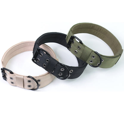 Collier Militaire Ajustable pour Chien – Boucle Renforcée & Anneau en D Métallique