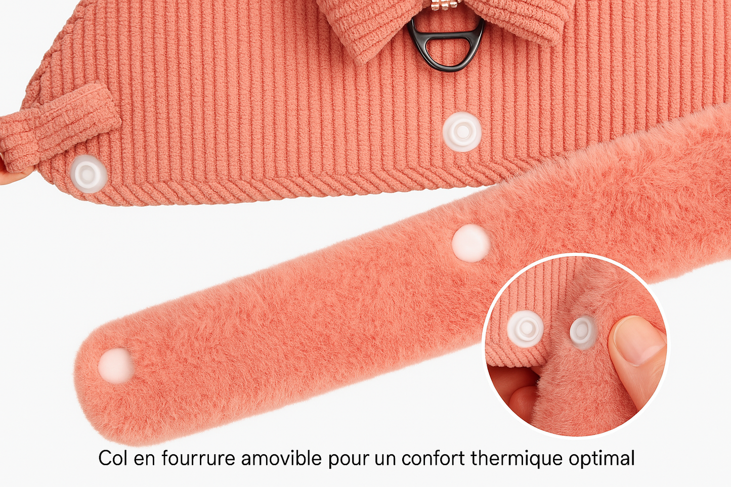 Harnais Chaud pour Petit Chien avec Laisse – Fourrure Amovible & Nœud Décoratif