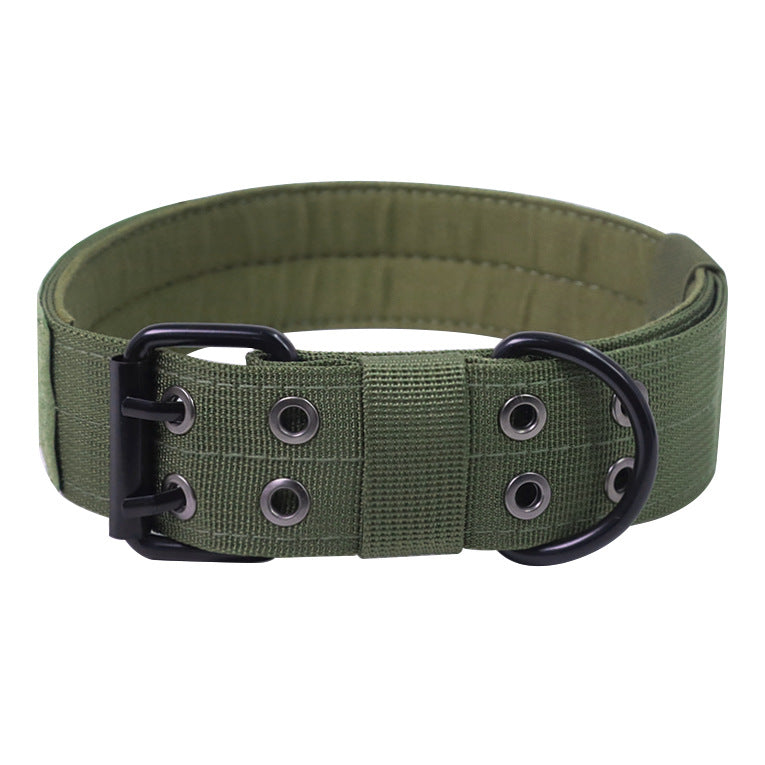 Collier Militaire Ajustable pour Chien – Boucle Renforcée & Anneau en D Métallique